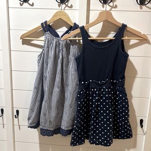 2 lot Blue and nautical dresses. Size 5 and small.